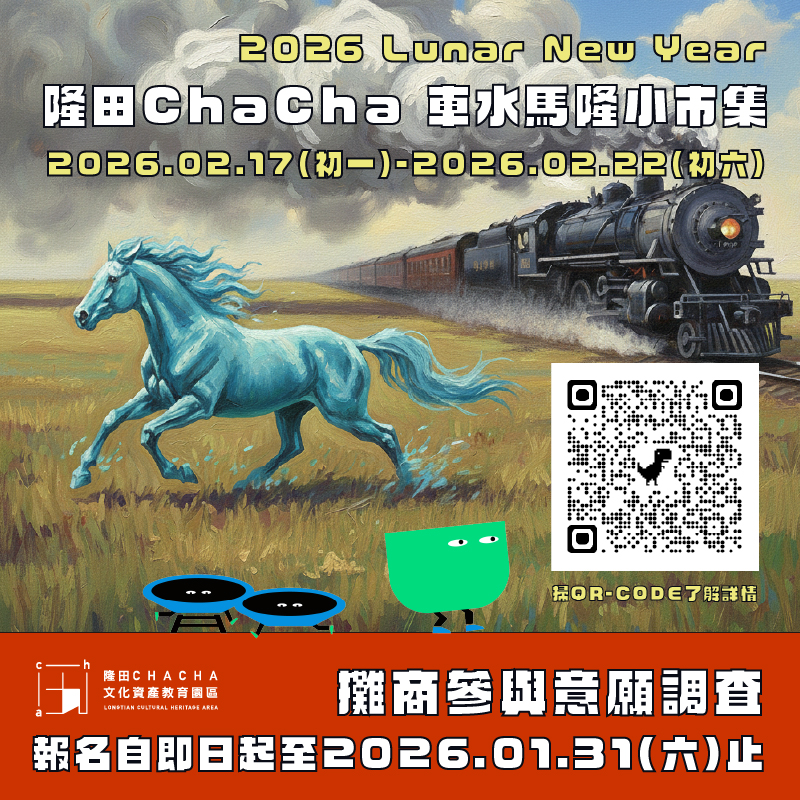 最新RSS訊息照片說明2026農曆新年【隆田CHA CHA車水馬隆小市集】設攤意願調查